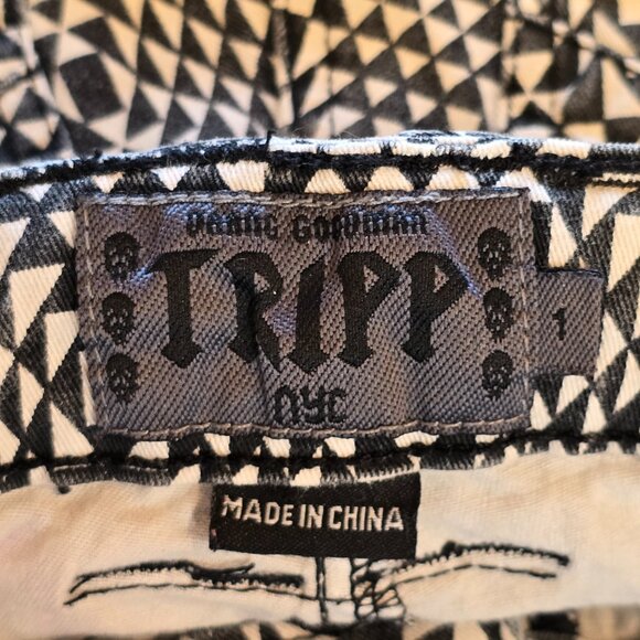 Tripp NYC Daang Goodman Skinny Jeans Geometric Distressed Juniors 1 Black White - Picture 10 of 12